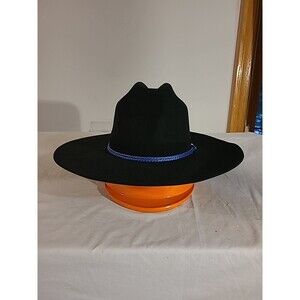 The RoundUp 4x Beaver Cowboy Hat Sz 7-1/8 Blk W/blue Band Cheyenne Outfitters